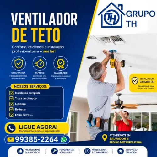 Ventilador de Teto, Instalação, troca, manutenção ou retirada
