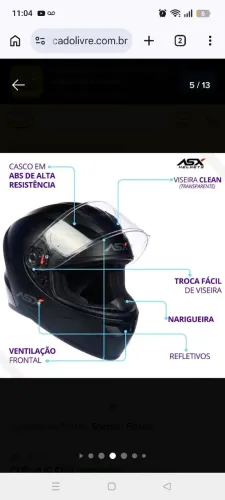 Capacete Para Moto Integral Asx City Solid 60