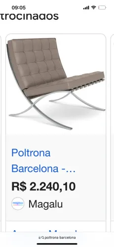 Poltrona Couro legítimo, base cromada