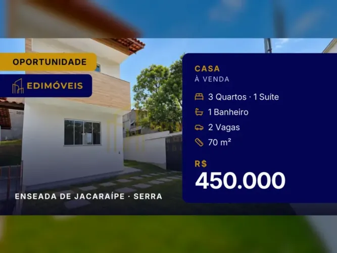 Enseada de Jacaraípe: Casa Duplex 3 quartos com quintal, pronta para morar