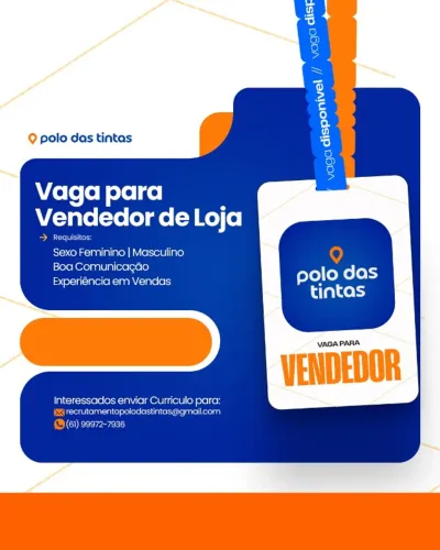 Estamos contratando - Vendedor, Motoboy, Estoquista e Op. de Caixa