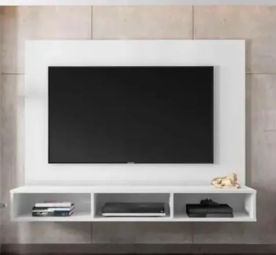Painel Para Tv Quartzo Com Rack Suspenso Home - Branco