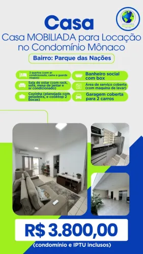 Casa MOBILIADA para Locação no Condomínio Mônaco - Parque das Nações