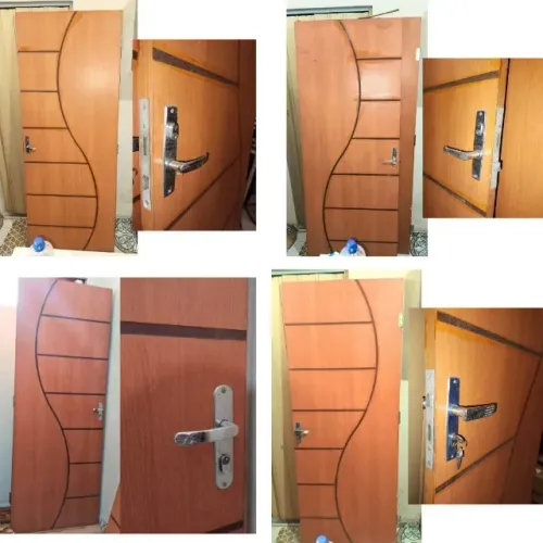 Jogo de 4 Portas de Madeira Decoradas Completas (Com Fechadura, Chave e Dobradiças)