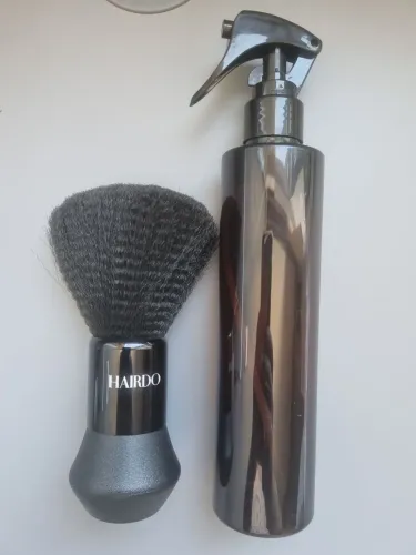 Kit barbeiro profissional borrifador e espanador
