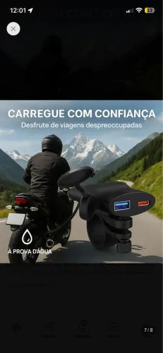 Carregador para moto 30W, tipo-c ,USB.