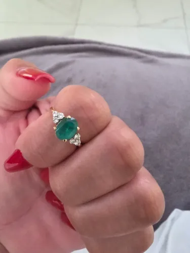 Anel ouro 18 pedra d esmeralda com diamantes