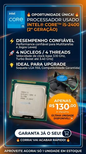 Vendo Processador Intel Core i5-2400 (3.10 GHz a 3.40 GHz) -R$ 130,00 Melhor Preço