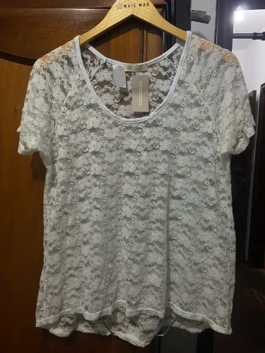 Blusa branca rendada tamanho gg marca confecções Mauricio