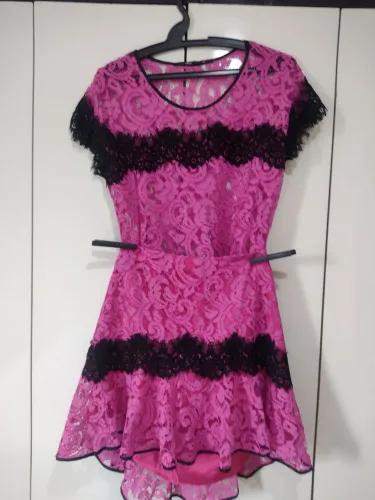 Conjunto Skazi Renda -Pink e Preto - Saia+ Cropped