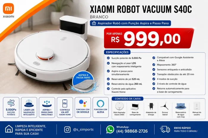 Robô Aspirador Xiaomi S40 C - Branco