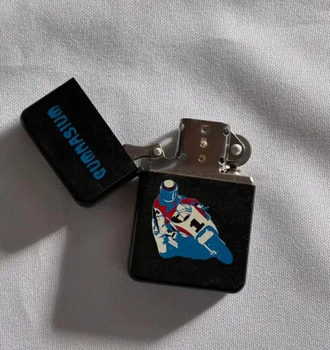 Isqueiro de Fluido Preto Liso Moto Racer