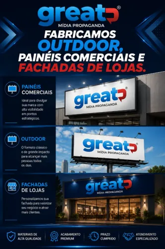 Fabricamos outdoor, painéis comerciais e fachada de loja