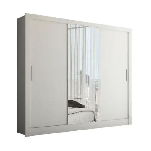 Guarda Roupa Casal Fortaleza 3 Portas no Branco Neve