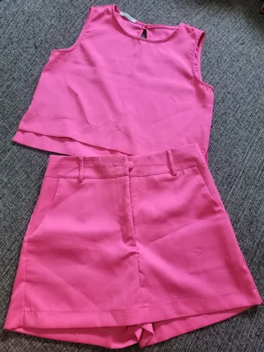 Conjunto short saia e blusa Rosa 