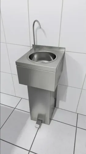Lavatório Industrial Inox Com Pedal Assepsia Das Mãos Edanca