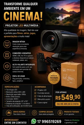 Projetor LED multimídia