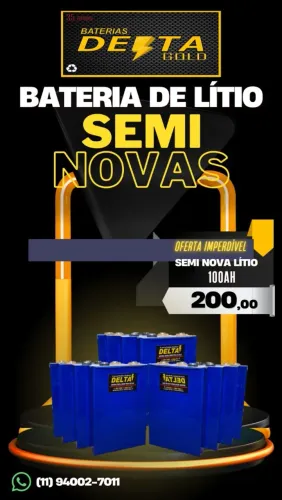 BATERIA CÉLULA DE LÍTIO 100AH 3.2V SEMI-NOVA R$ 200,00