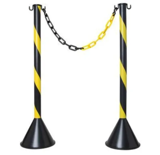 Vende-se Pedestais/Balizadores de Sinalização + 20m de Corrente Plástica - Preto e Amarelo
