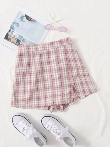 Short saia rosa xadrez TAM P