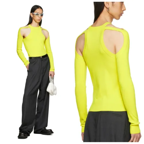 Blusa desconstruída com recortes em tricot amarelo ácido - Dion Lee