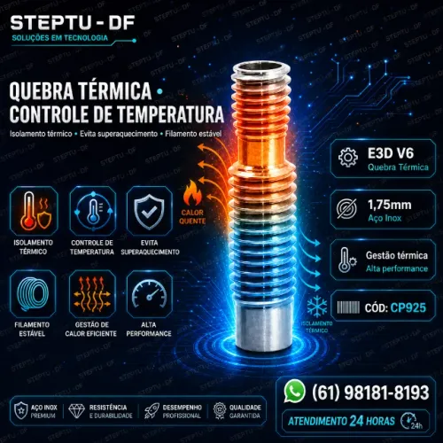 Garganta do Hotend E3D V6 com Quebra Térmica para Impressora 3D, 1,75  Arduino COD-CP925 
