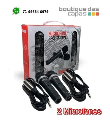 Microfone Duplo 2 microfones Com Fio Profissional Metal Tomate Mt-1003 - 2 microfones