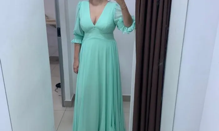 Vestido de festa verde turquesa 