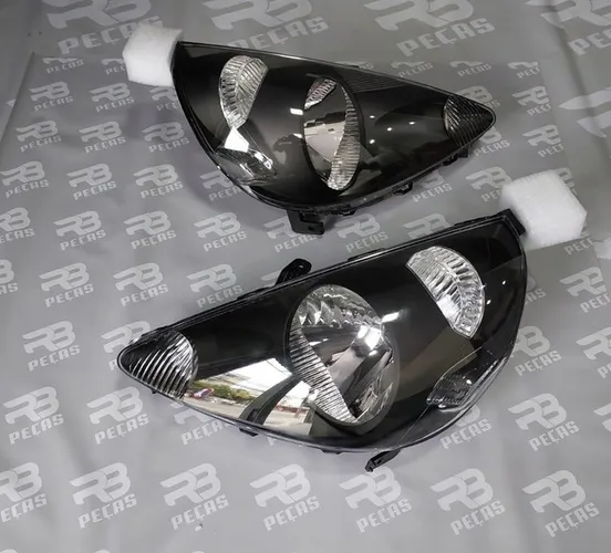Par de farol Honda Fit 2004 até 2008 zeros zeros máscara negra