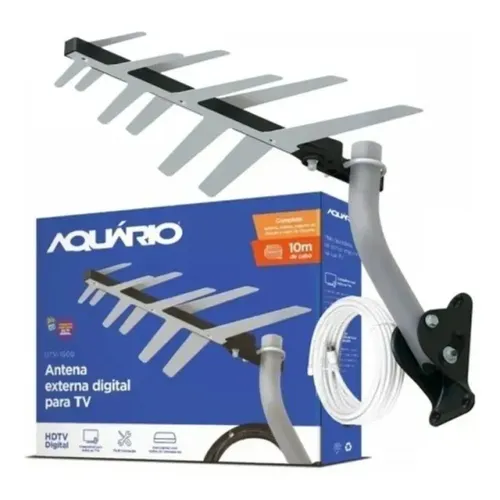 Antena Digital 2 em 1 Aquário Externa HDTV/UHF - DTV-1500 Cabo 10 metros