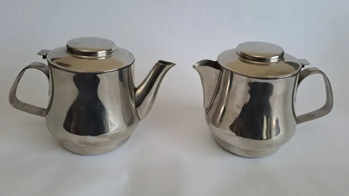 * MT Par de Bules Vintage Café, Leite ou Chá, Aço Inox, Antigos