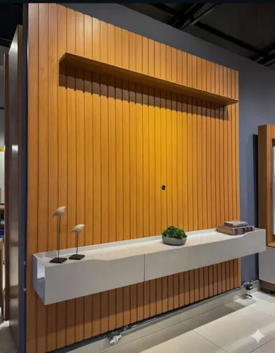 Painel Ripado com bancada Pratic mdf