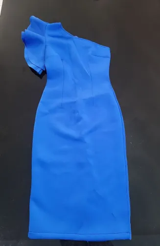 Vestido Azul Royal com Detalhe no Ombro