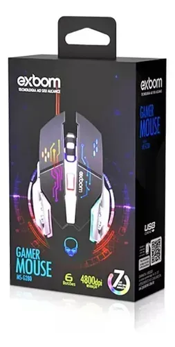 Mouse Gamer 6 Botões 4800dpi 4 Modos Cabo 1.5m Exbom Ms-g280 Preto/prata