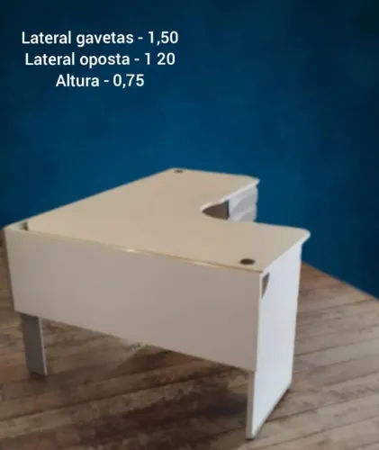 MESA SECRETÁRIA EM L - LACA BEGE