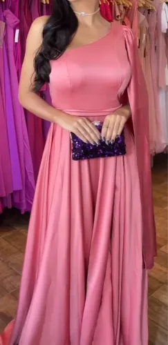 Vestido festa rosa chá