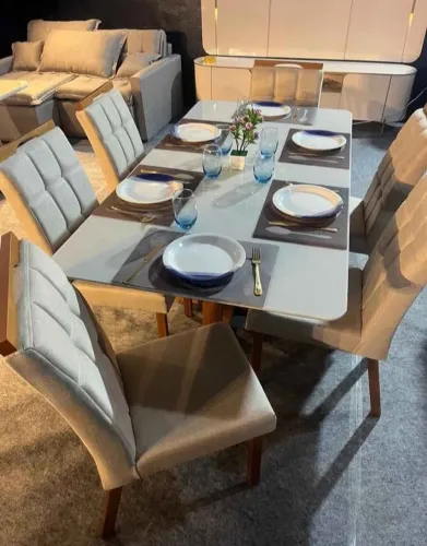 Mesa de jantar 1.60x80 com base na Madeira maciça e cadeiras