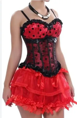 Corselet espartilho vermelho com poa preto tamanho GG