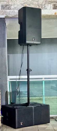 Som profissional K áudio zerado na caixa TPX 15 / RIO SW 212 A JBL
