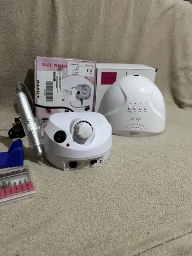 Kit Profissional de Alongamento de Unhas - Lixadeira Porquinho + Cabine LED/UV + Extras