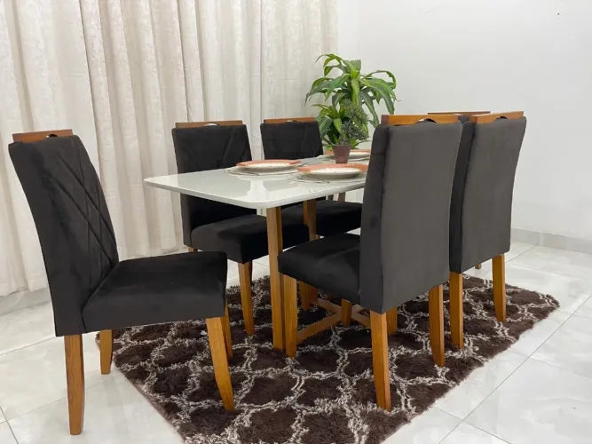 Mesa de Jantar 1.60×0.80 Com 6 Cadeiras Jade l644