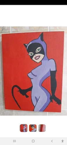 Quadro Decorativo Mulher Gato