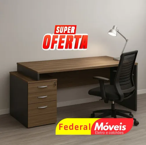 Mesa para Escritório 1,50m 3 Gavetas - Durável e versátil!
