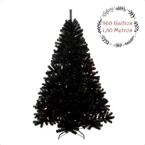 ÁRVORE PRETA LUXO | 1,80m | 860 Galhos | Natal | Halloween