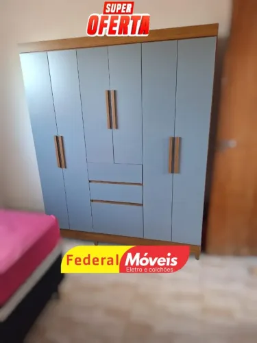 Guarda Roupa Casal Azul 7 Portas 2 Gavetas (NOS CHAME NO WHATSAPP)