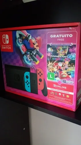NINTENDO SWITCH V2 COMPLETO, NA CAIXA