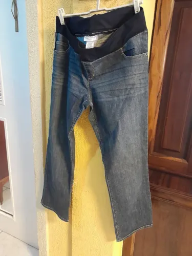 Calça jeans com elástico e elastano para gestante G/GG