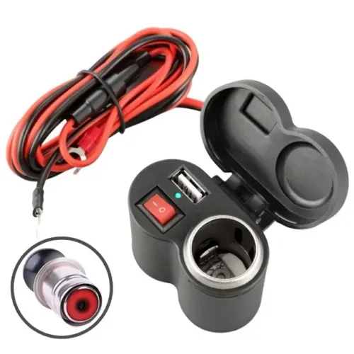 Tomada Moto Usb Carregador Celular Isqueiro Adaptador 12v - Armarinho Ditudo