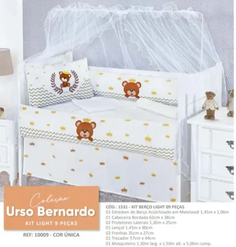 Kit para berço americano com 9 itens (Novo)