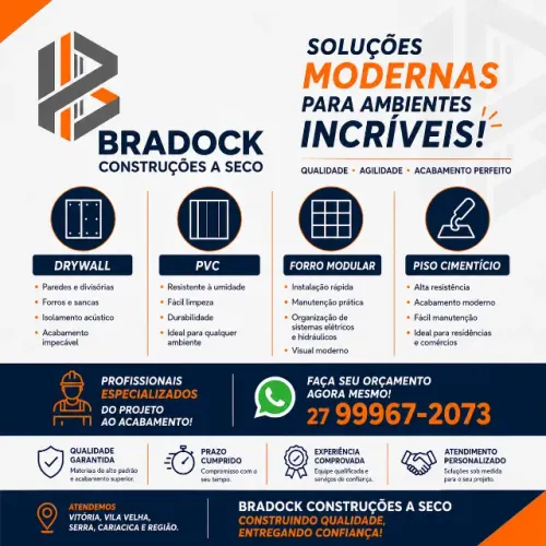 INSTALAÇÃO DE DRYWALL, FORRO PVC, FORRO MODULAR E PISO CIMENTÍCIO